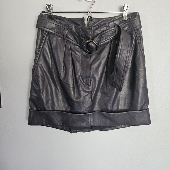 Brunello Cucinelli Black Napa Leather Mini Skirt Size US 2 IT 38 - Picture 7 of 9